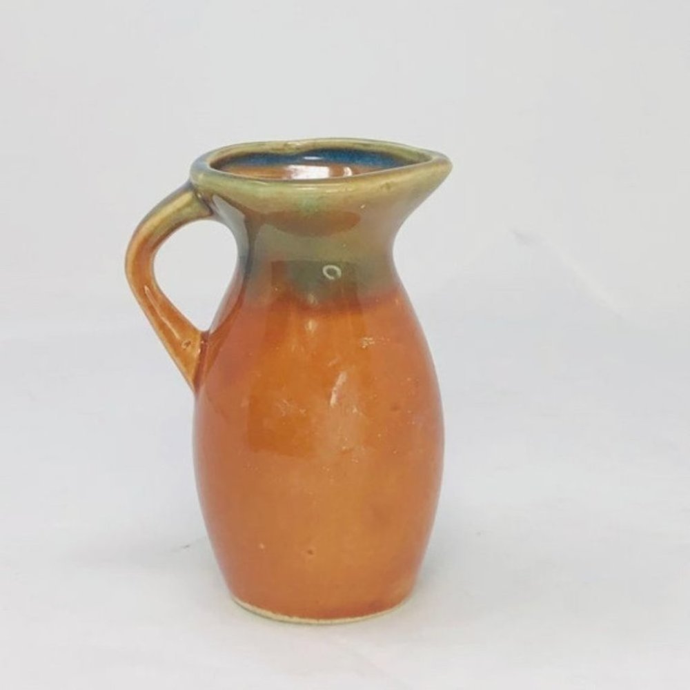 Vintage Japanese Folk Art Pitcher, Handmade and Hand Glazed